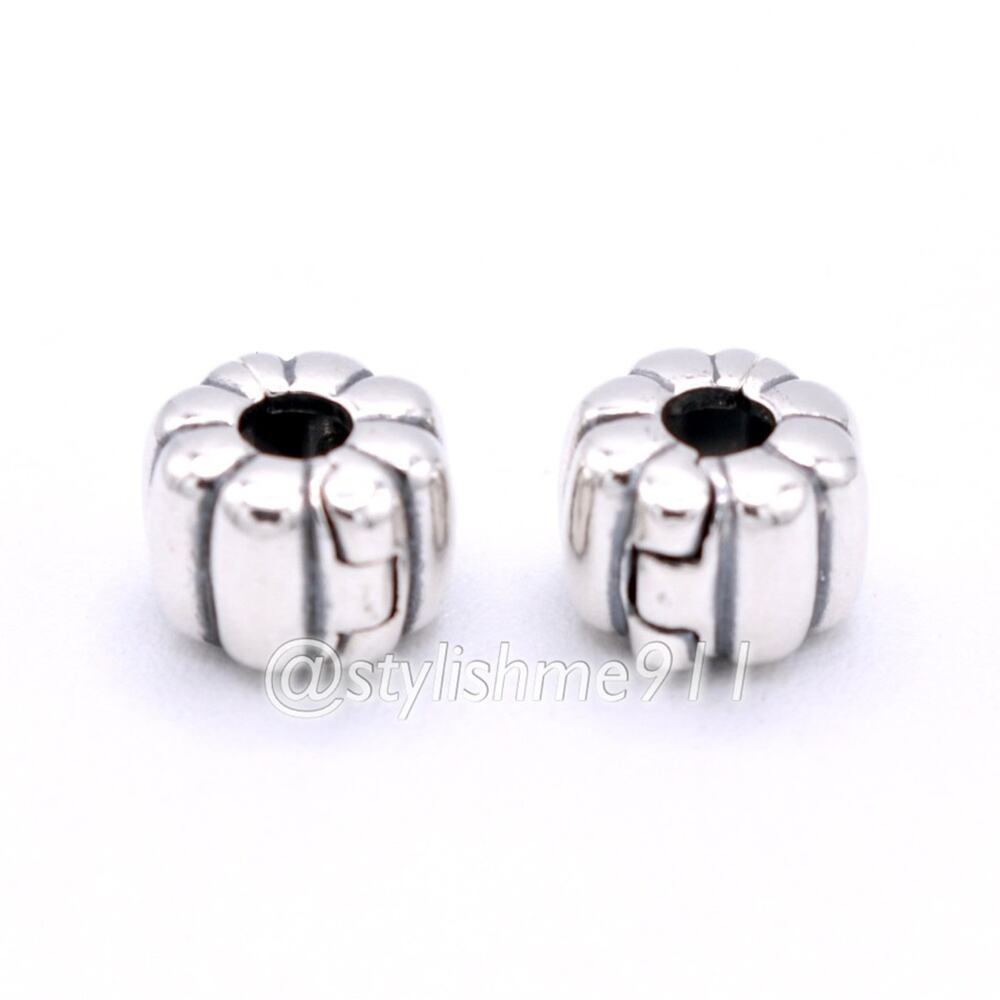 Two Authentic PANDORA Grooved Clips - 790163 - Picture 3 of 9